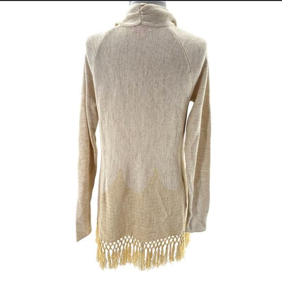 Lilly Pulitzer Tatum Long Fringe Hem Cardigan metallic gold sz L - Picture 7 of 8